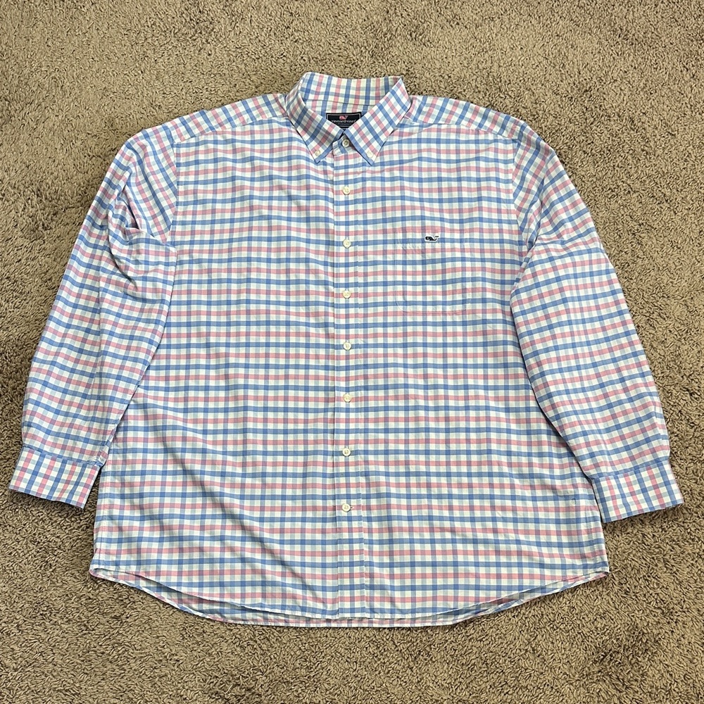 Vineyard Vines Performance Men's Plaid Long Sleeve Button Down Shirt Size XL